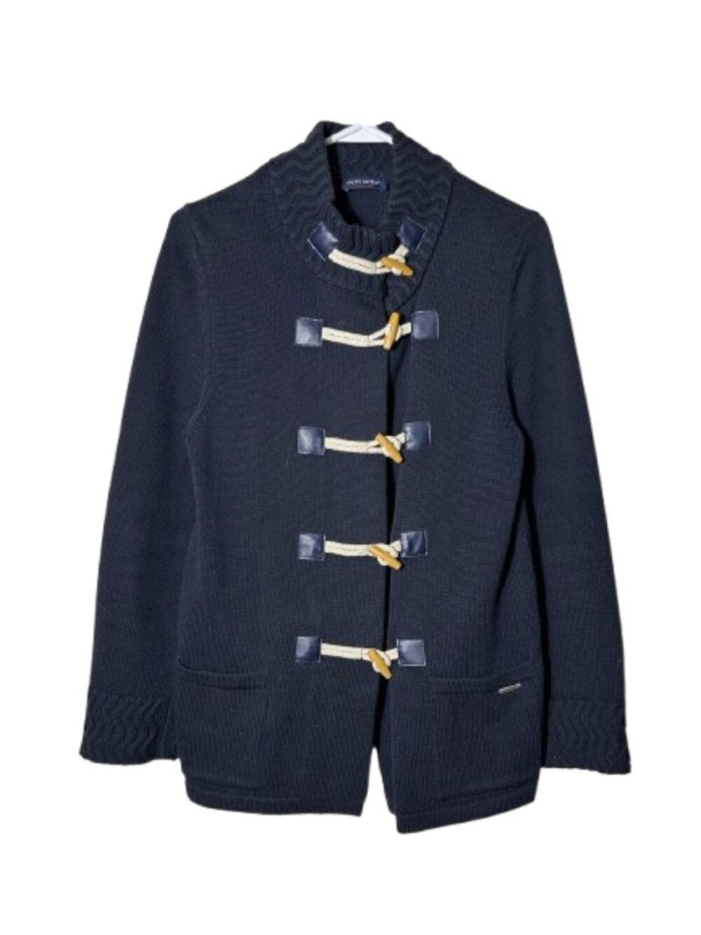 Saint James navy blue toggle knit sweater cardigan jacket womens 6